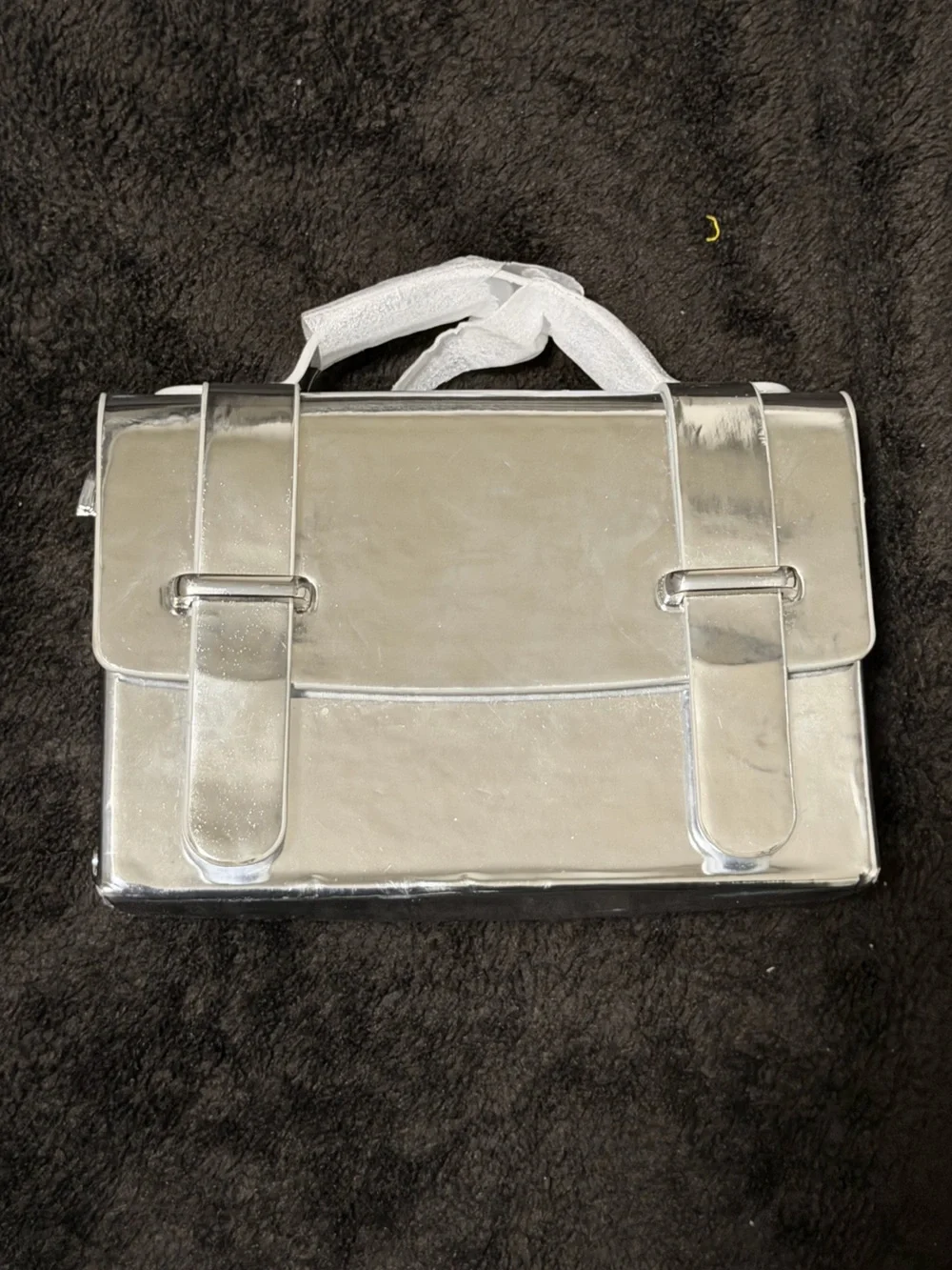 Silver Metallic Structured HandBag